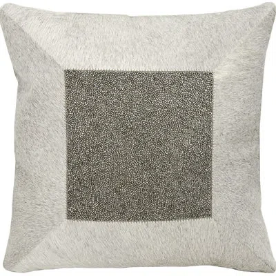 Mina Victory Natural Hide Jeweled Cube Throw Pillow In Gray Pewter