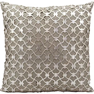 Mina Victory Natural Leather Throw Pillow In Gray,silver
