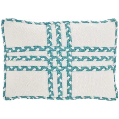 Mina Victory Outdoor Pillows Casual Criss Cross Braids Throw Pillows In Turquoise Blue