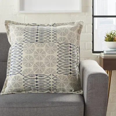 Mina Victory Patchwork Cotton Throw Pillow In Indigo