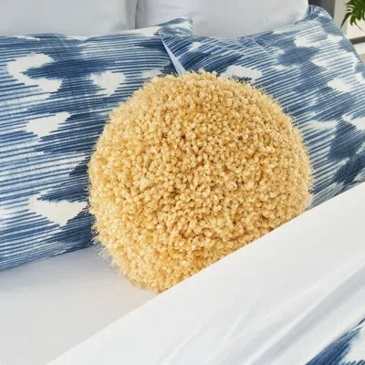 Mina Victory Round Pillow Cover & Insert In Yellow