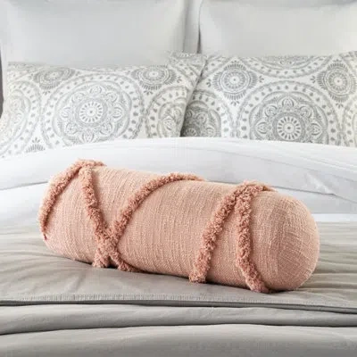 Mina Victory Sh018-006020 Life Styles Contemporary Textured Distressed Diamond Throw Pillows In Blush
