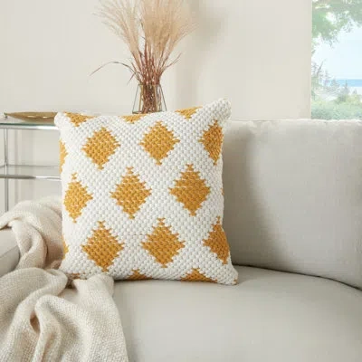 Mina Victory Square Cotton Pillow Cover & Insert In Mustard