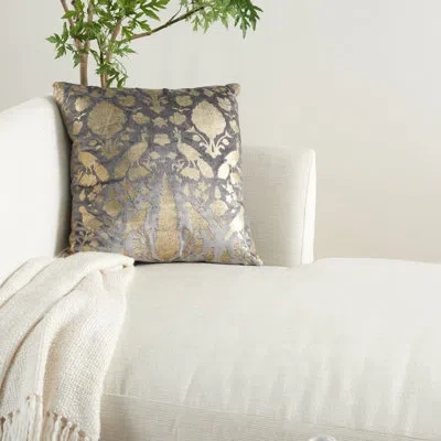 Mina Victory Square Pillow Cover & Insert In Gray