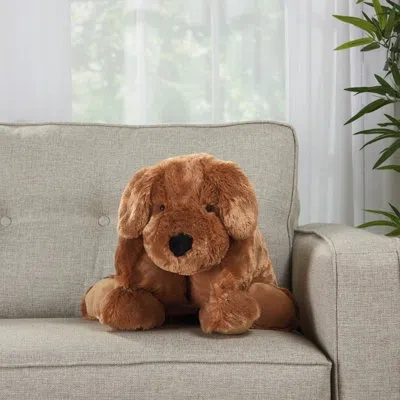 Mina Victory Stuffed Dog Throw Pillow In Brown