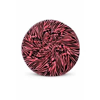 Mina Victory Therese 16" Tufted Round Throw Pillow In Pink Zebra