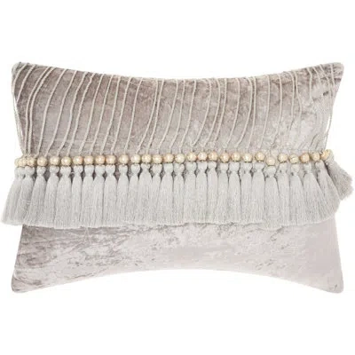 Mina Victory Velvet Lumbar Pillow In Gray
