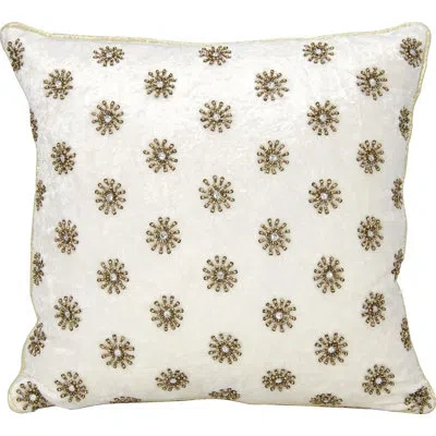 Mina Victory Velvet Throw Pillow In Ivory