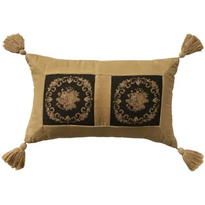 Mina Victory Vintage Pillow 2 Floral Panels Indoor Throw Pillow In Black