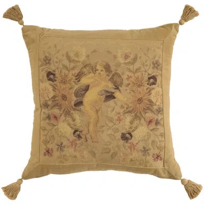 Mina Victory Vintage Pillow Angel 24" X 24" Beige Indoor Throw Pillow