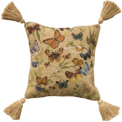 Mina Victory Vintage Pillow Butterflies 18" X 18" Indoor Throw Pillow In Blush