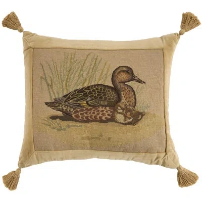 Mina Victory Vintage Pillow Ducks 22" X 26" Beige Indoor Throw Pillow
