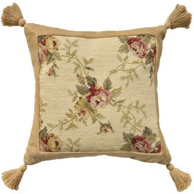 Mina Victory Vintage Pillow Floral Center Indoor Throw Pillow In Cream
