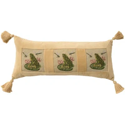 Mina Victory Vintage Pillow Frog Seafoam Indoor Throw Pillow