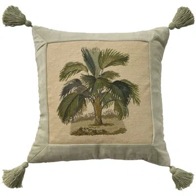 Mina Victory Vintage Pillow Palm Tree 19" X 19" Ivory Indoor Throw Pillow