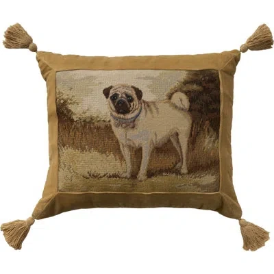 Mina Victory Vintage Pillow Pug Dog Indoor Throw Pillow In Multicolor