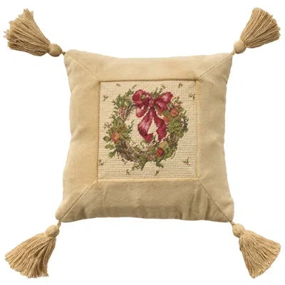 Mina Victory Vintage Pillow Wreath Indoor Throw Pillow In Ivory