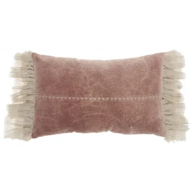 Mina Victory Wide Tasseled Marble Throw Pillow In Orange