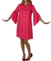 Minan Wong Peony Tier Sleeve Shirt Dress In Pagoda Pink In Multi