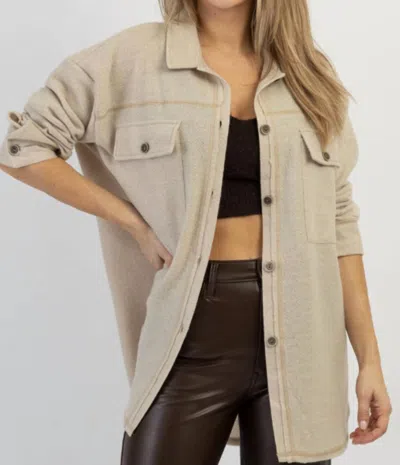 Minco Woodstock Relaxed Shirt Jacket In Beige