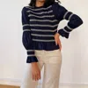 Mind Traveler Eloise Marino Blouse In Dark Blue/ White
