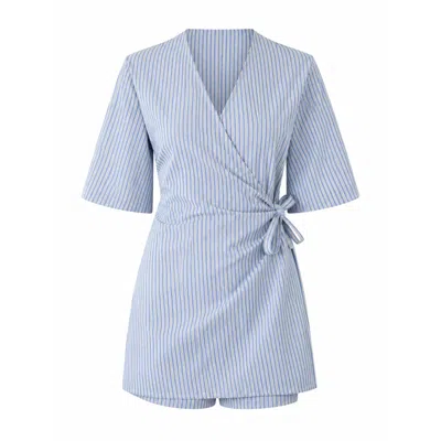 Mind Traveler Women's Alba Blue And Green Striped Playsuit