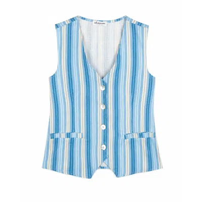 Mind Traveler Women's Ana Blue Linen Vest Top