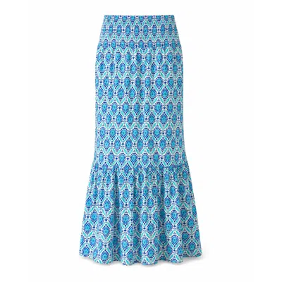 Mind Traveler Women's Blue Mica Navy Printed Maxi Skirt
