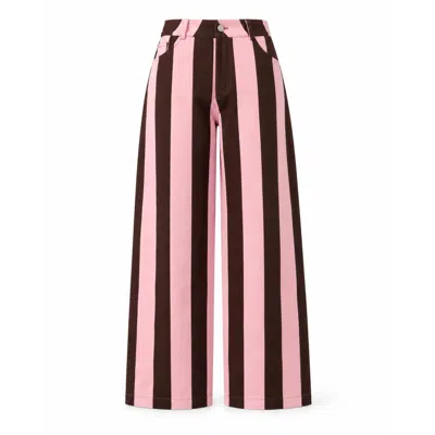 Mind Traveler Women's Brown & Pink Striped Clarissa Balloon Jeans In Multi
