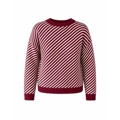 Mind Traveler Women's Burgundy Diagonal Stripe Laura Knit Jumper In Red