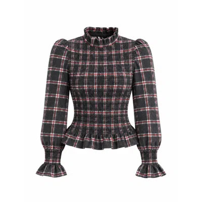 Mind Traveler Women's Chia Alia Grey And Red Checked Blouse In Multi