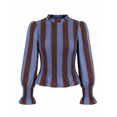Mind Traveler Women's Chia Brown And Navy Striped Blouse In Multi