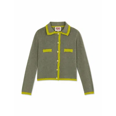 Mind Traveler Women's Green & Pistachio Trim Knit Teresa Cardigan