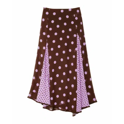 Mind Traveler Women's Jimena Brown And Pink Polka Dot Skirt