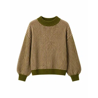 Mind Traveler Women's Khaki & Pink Striped Knit Emma Jumper In Multi