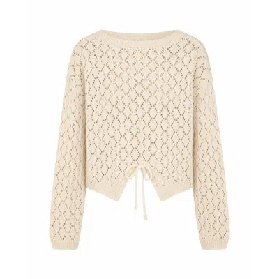 Mind Traveler Women's Neutrals Beige Open-knit Diamond Olivia Jumper In Sand