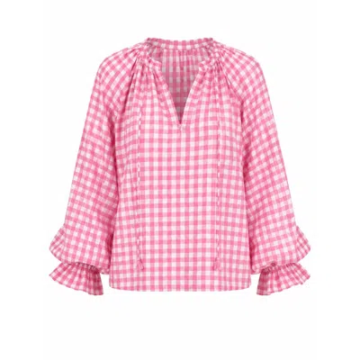 Mind Traveler Women's Pink Matilde Fuchsia Gingham Blouse