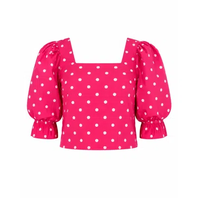 Mind Traveler Women's Purple Carmi Burgundy Polka Dot Blouse
