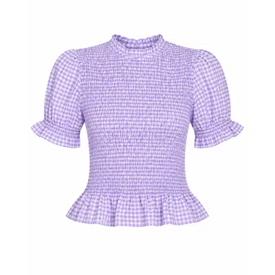 Mind Traveler Women's Purple Lea Lavender Gingham Top
