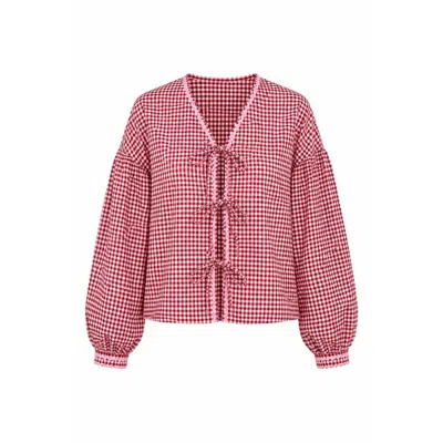 Mind Traveler Women's Purple Marta Burgundy Gingham Blouse