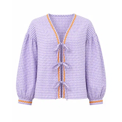 Mind Traveler Women's Purple Marta Lavender Gingham Blouse