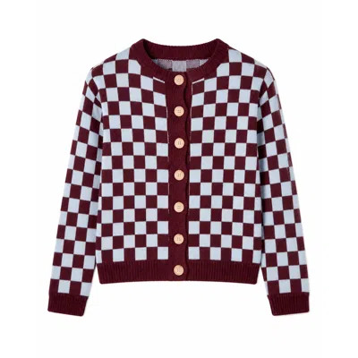 Mind Traveler Women's Purple Martina Burgundy And Light Blue Cardigan