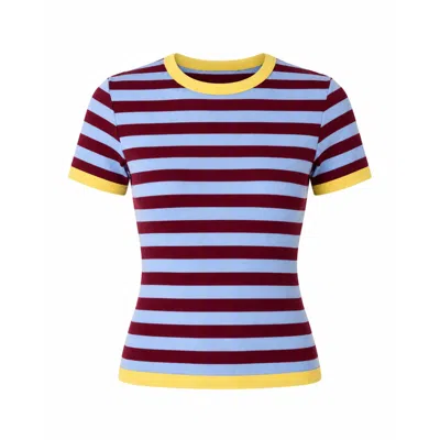 Mind Traveler Women's Tiara Burgundy And Sky Blue Top
