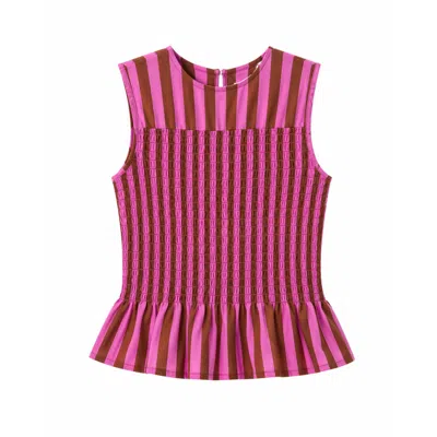 Mind Traveler Women's Top Cora Brown And Pink Stripes