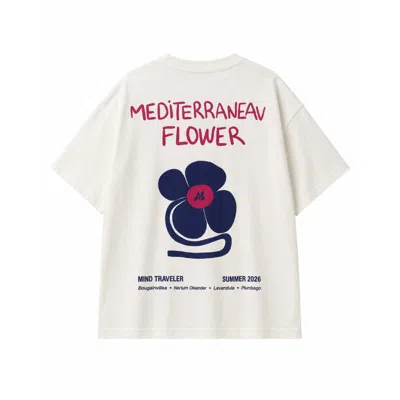 Mind Traveler Women's White Mediterranean Flower T-shirt