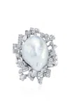 Mindi Mond 18k White Gold South Sea Baroque Pearl Diamond Ring In Gold