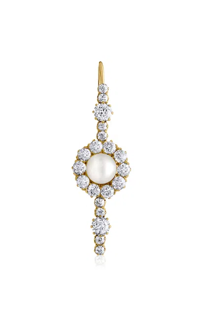 Mindi Mond 18k Yellow Gold; Pearl And Diamond Single Earring In White