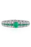 Mindi Mond Art Deco Colombian Emerald & Diamond Bracelet In Platinum/ Diamond/ Emerald