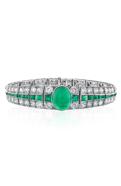 Mindi Mond Art Deco Emerald & Diamond Bracelet In Green