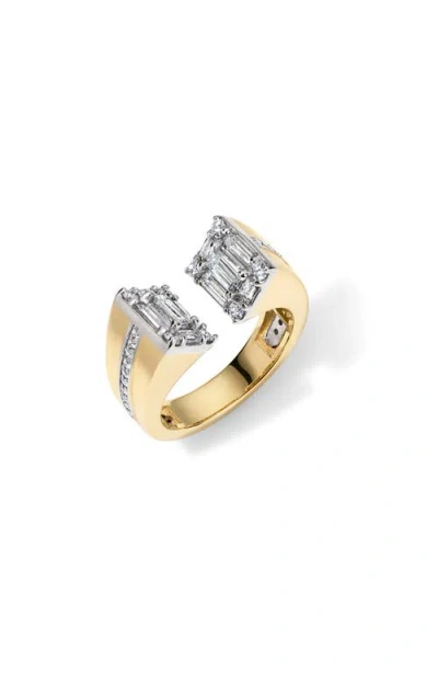 Mindi Mond Clarity 18k Gold Diamond Pitched Dual Ring In 18k Yellow Gold